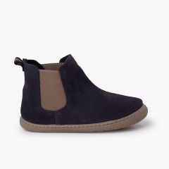 Botas barefoot serraje tipo chelsea Azul Marino