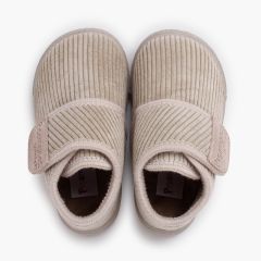 Botitas casa pana barefoot tira adherente Piedra