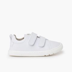 Deportivas barefoot colegiales doble tira adherente Blanco