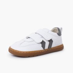 Zapatillas Blancas Barefoot niños bandas laterales Gris
