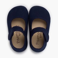 Merceditas barefoot lona cierre ancho Azul Marino