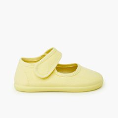 Merceditas barefoot lona cierre ancho Amarillo Limón