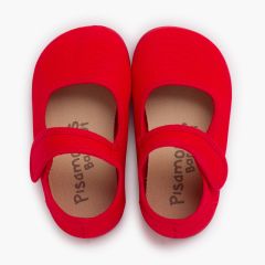 Merceditas barefoot lona cierre ancho Rojo