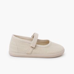 Merceditas barefoot lino ligero cierre adherente Crudo