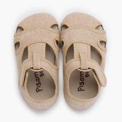 Sandalias niña y niño barefoot lona lavada Piedra