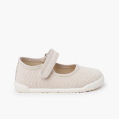 Merceditas barefoot lona canvas tira adherente Crudo