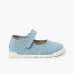 Merceditas barefoot lona canvas tira adherente Turquesa