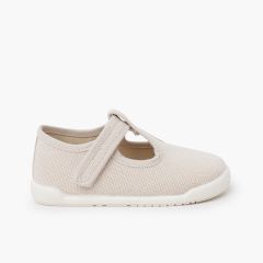 Pepitos barefoot lona canvas tira adherente Crudo