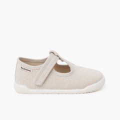 Pepitos barefoot lona canvas tira adherente Crudo