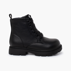 Botas niña cordones Garvalín tipo militar Negro
