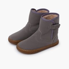 Botas piel barefoot borreguito Gris