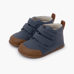 Botitas barefoot piel niños puntera reforzada Azul