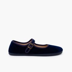 Merceditas mujer barefoot terciopelo hebilla Azul Marino