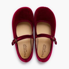 Merceditas mujer barefoot terciopelo hebilla Burdeos