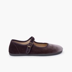Merceditas mujer barefoot terciopelo hebilla Gris