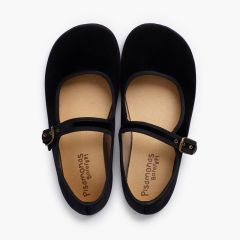 Merceditas mujer barefoot terciopelo hebilla Negro