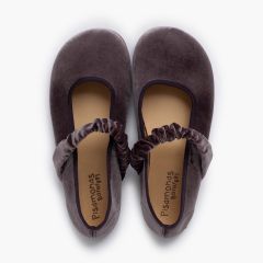 Merceditas barefoot terciopelo tira fruncida Gris