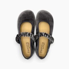 Merceditas barefoot terciopelo tira fruncida Gris