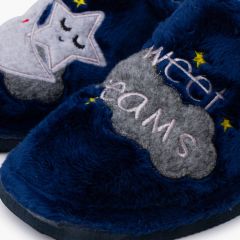 Zuecos casa pelito luna tallas altas Azul Marino