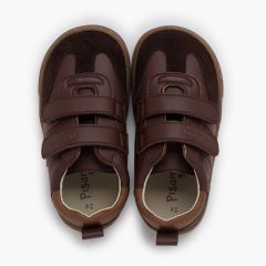 Zapatillas barefoot niños bandas laterales Marrón