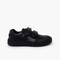 Zapatillas colegiales barefoot tiras adherentes Garvalin Negro
