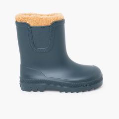 Botas agua barefoot wide chelsea borreguito gris petróleo
