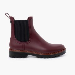 Botines lluvia mujer suela track tri Burdeos