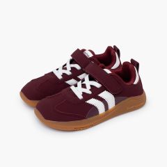 Deportivas Blanditos bandas tira adherente y cordones burdeos y blanco
