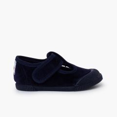Pepitos barefoot terciopelo puntera goma Azul Marino
