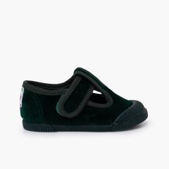 Pepitos barefoot terciopelo puntera goma Verde