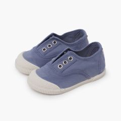 Zapatillas lona sin cordones barefoot Azul