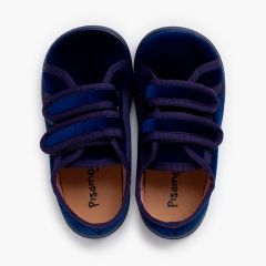 Zapatillas terciopelo barefoot doble tira adherente Azul Marino