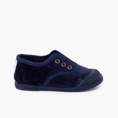 Zapatillas terciopelo barefoot sin cordones Azul Marino