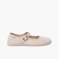 Merceditas barefoot suede hebilla mujer Beige