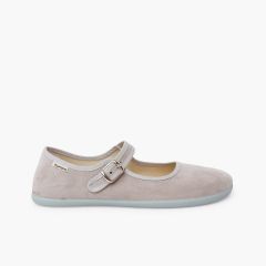 Merceditas barefoot suede hebilla mujer Perla