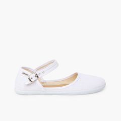 Merceditas escotadas barefoot mujer lino fino Blanco