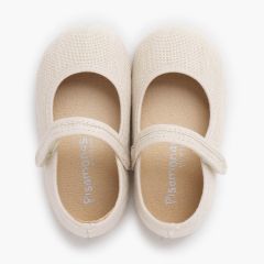 Merceditas barefoot lino cierre adherente Crudo