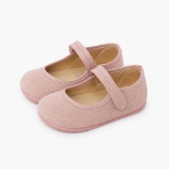 Merceditas barefoot lino cierre adherente Rosa Palo