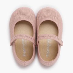 Merceditas barefoot lino cierre adherente Rosa Palo
