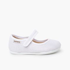 Merceditas barefoot lino brillo cierre adherente Blanco