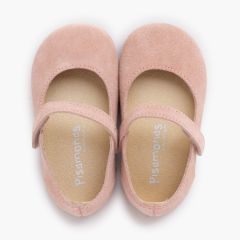 Merceditas barefoot serraje niña primeros pasos Rosa