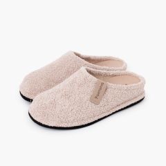 Zapatillas casa tipo zueco rizo Crudo