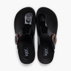Sandalias dedo extra light brillo mujer Negro