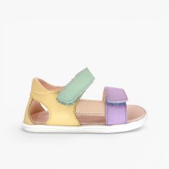 Sandalias barefoot primeros pasos tira lateral Multicolor