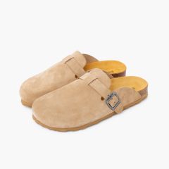 Zuecos bio mujer serraje Beige
