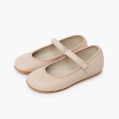 Merceditas Comunión barefoot tira adherente botón Beige