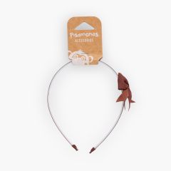 Diadema fina dentada lazo clásico Marrón
