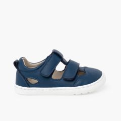 Sandalias barefoot cierre doble napa niño Azul Navy