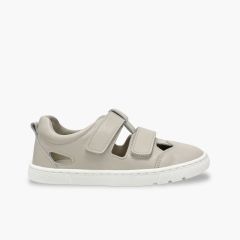 Sandalias barefoot cierre doble napa niño Crudo