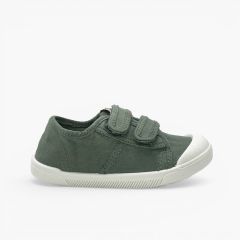 Zapatillas barefoot lona lavada tiras adherentes Verde